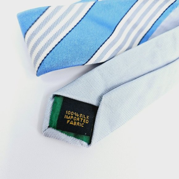 Tommy Hilfiger Tie Blue White Stripe 100% Silk USA Made Classic Work Gift Preppy - Picture 9 of 11
